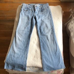 CoH Stanyan Wide Leg Flare Jeans cut and frayed to fit 5’6””